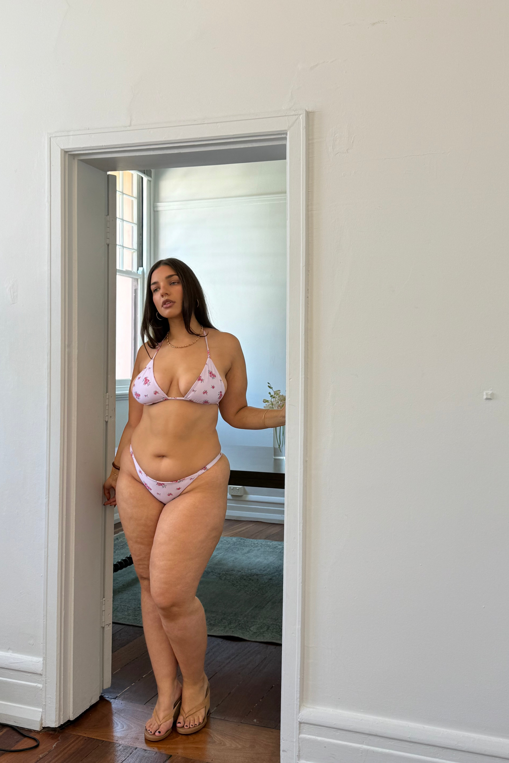 Kendall Triangle Bikini Top - Blush Florals