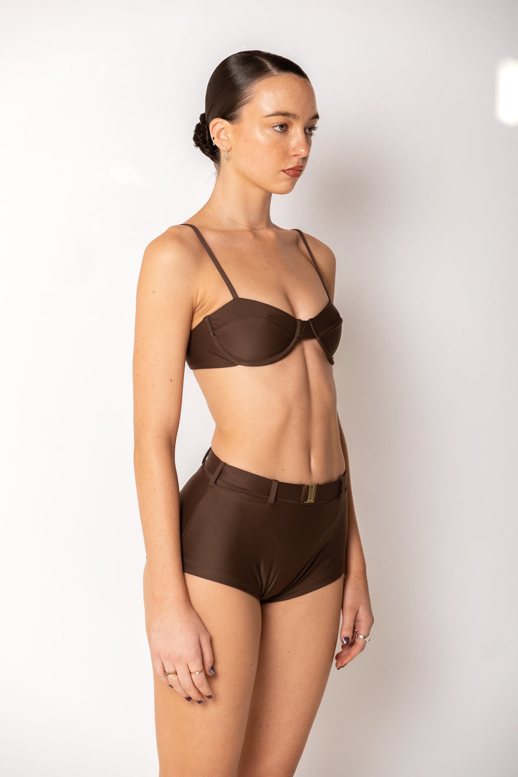 Micro Belted Swim Short - Chocolate